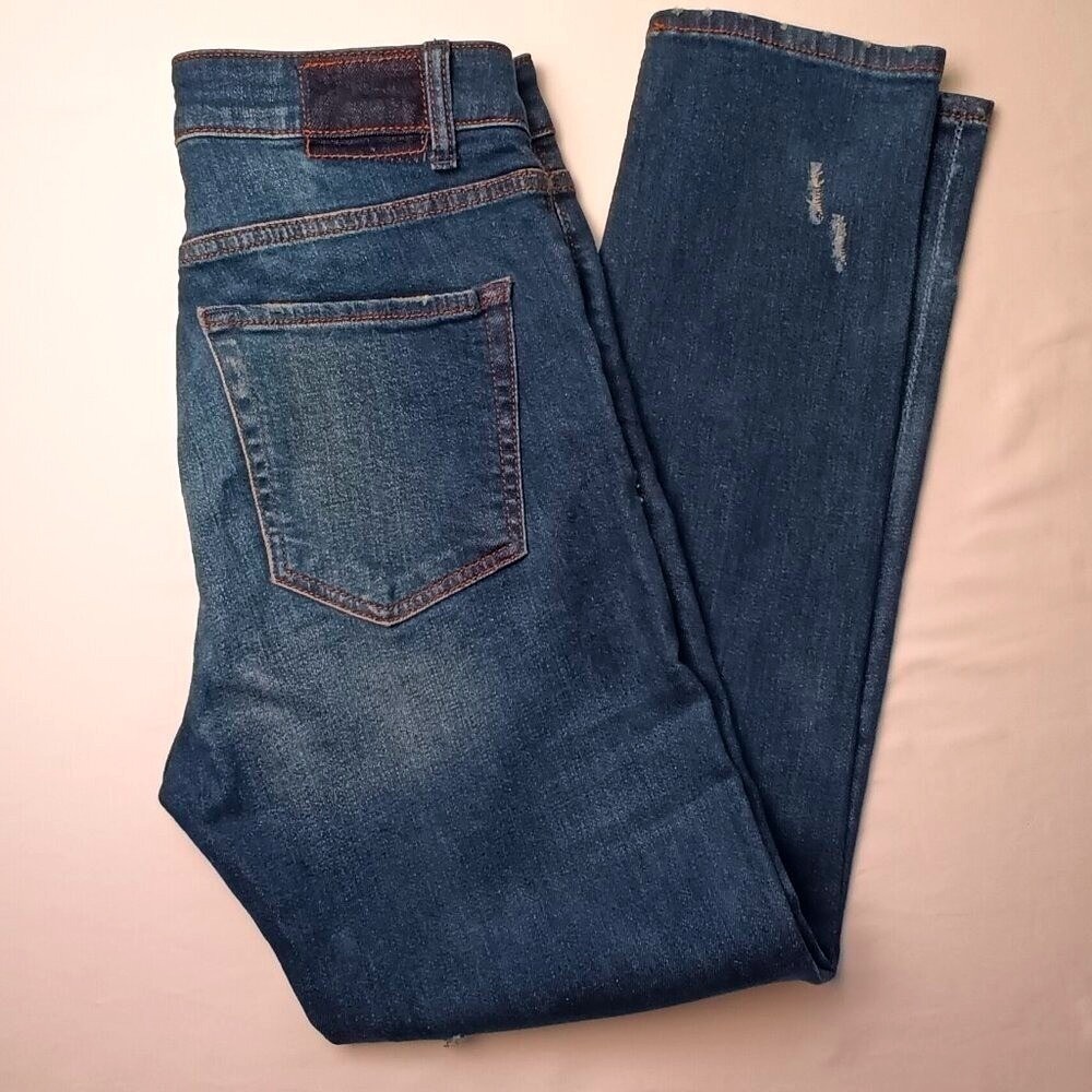 M1858 Claudia High Rise Slim Straight Distressed Medium Wash Jeans Size 4/27